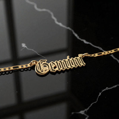 Gemini Zodiac Necklace - Old English Gothic Necklace - iGothica