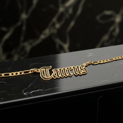 Taurus Zodiac Necklace - Old English Gothic Necklace - iGothica