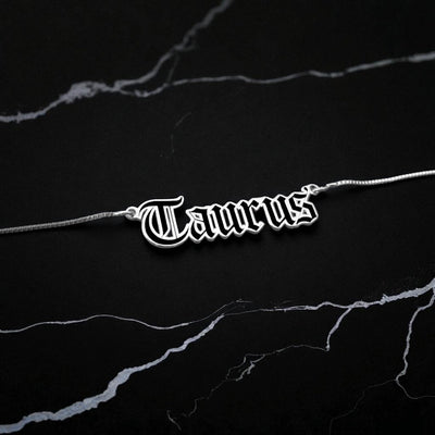 Taurus Zodiac Necklace - Old English Gothic Necklace