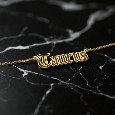 Taurus Zodiac Necklace - Old English Gothic Necklace