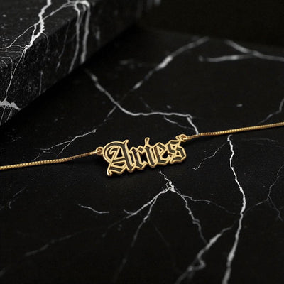 Aries Zodiac Necklace - Old English Gothic Necklace