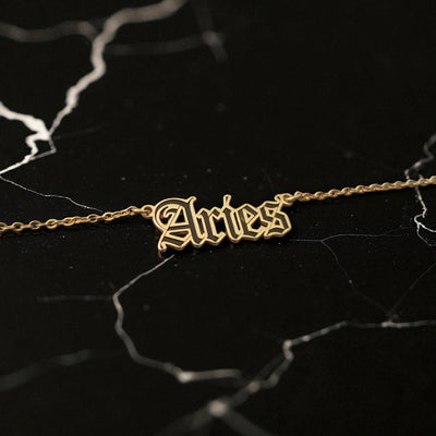 Aries Zodiac Necklace - Old English Gothic Necklace