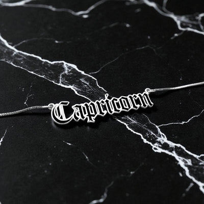 Capricorn Zodiac Necklace - Old English Gothic Necklace - iGothica