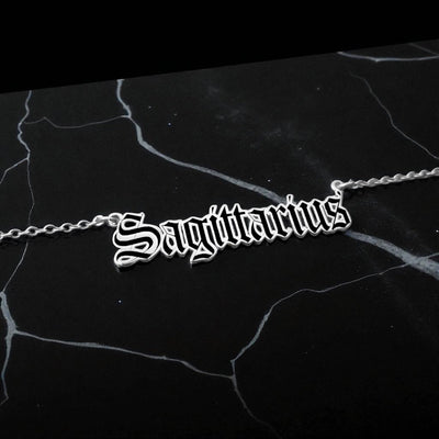 Sagittarius Zodiac Necklace - Old English Gothic Necklace