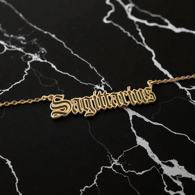 Sagittarius Zodiac Necklace - Old English Gothic Necklace - iGothica