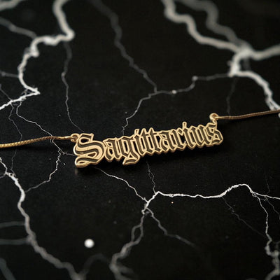 Sagittarius Zodiac Necklace - Old English Gothic Necklace