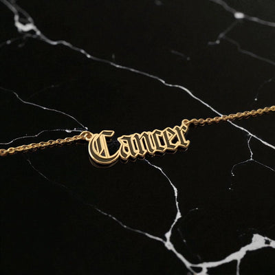 Cancer Zodiac Necklace - Old English Gothic Necklace
