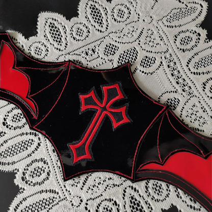 Bloodstained Elegance: Gothic Corset Belt with Red Cross