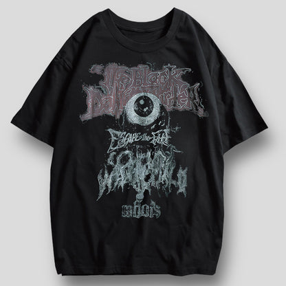 Malevolent Gaze: Oversized Gothic Graphic Tee