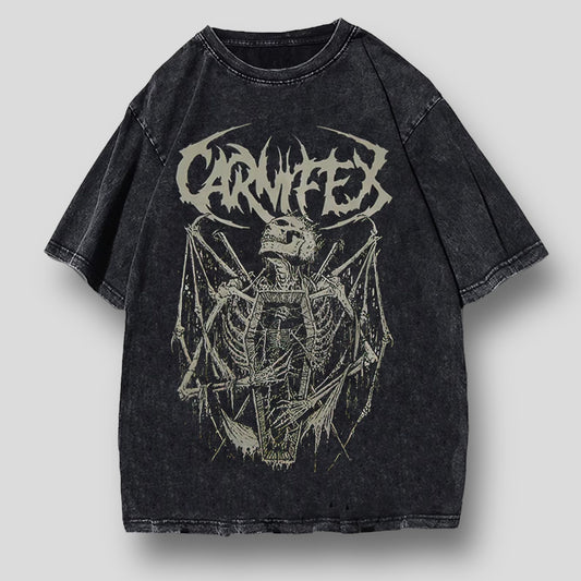 Grave Embrace: Oversized Gothic Graphic Tee