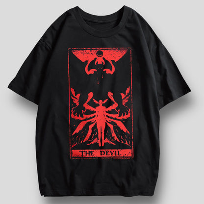 Scarlet Temptation: Oversized Gothic Devil Tee