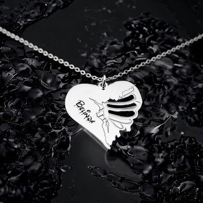 Devils Ribs: Personalized Heart with Ribcage Holes Necklace