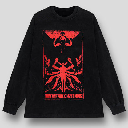 Scarlet Temptation: Oversized Gothic Devil Tee