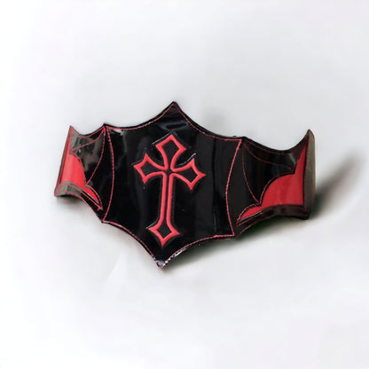 Bloodstained Elegance: Gothic Corset Belt with Red Cross