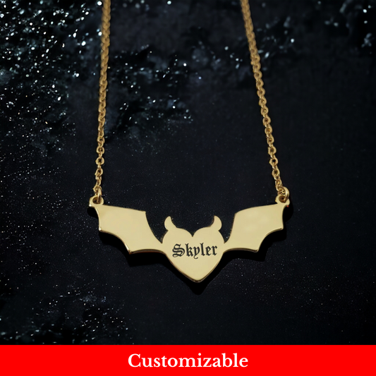 Fallen Angel: Gothic Devil Heart Pendant Necklace