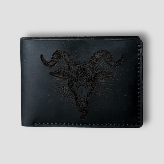 Satanic Baphomet: Handmade Gothic Leather Wallet